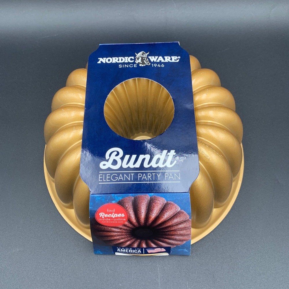 Nordic Ware Elegant Party Bundt Pan Gold Heavy Cast Aluminum 10‎ Cup 58677